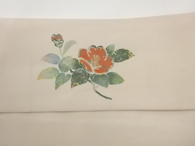  作家物　塩瀬椿模様名古屋帯